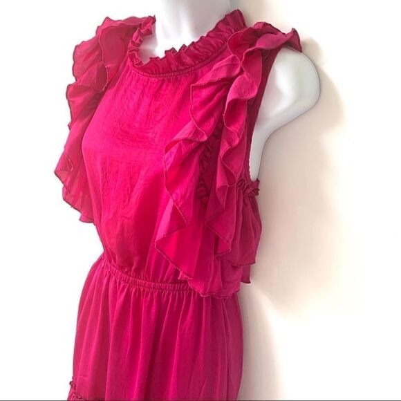 DRA NWT ANTHROPOLOGIE PALERMO RUFFLE DRESS FUSCHIA - Picture 2 of 7